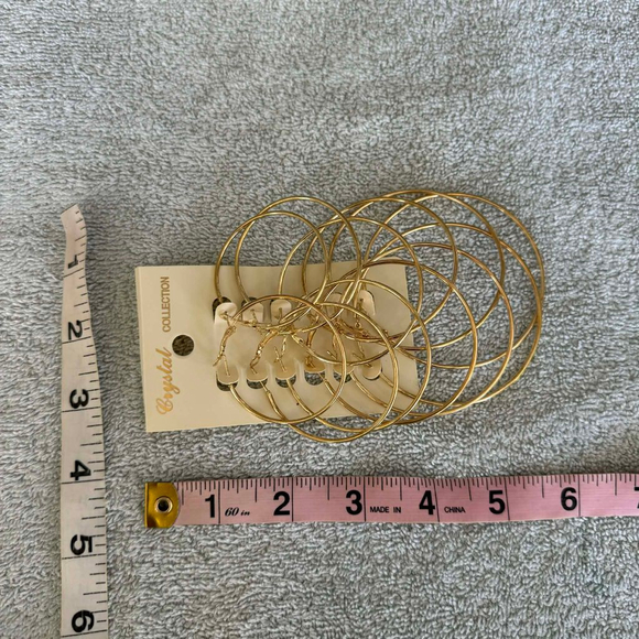 Crystal Collection Gold-Tone Hoop Earrings Set (Multi-Pair) for fashion only - Picture 6 of 7